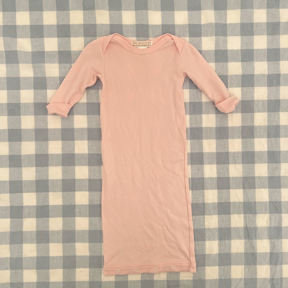 SOLD TBBC The Beaufort Bonnet Company Baby Gown Palm Beach Pink VGUC 0-3 months